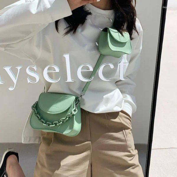 Tasarım için omuz çantaları basit pu deri crossbody kadınlar 2024 yaz yeşil sarı sevimli çanta bayan çanta ve çantalar