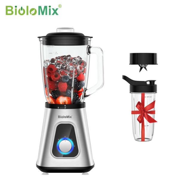 Blinders Biolomix 1300W Smoothie Blender com frasco de vidro de 1.5L, combinação de liquidificadores pessoais para bebidas de frutas congeladas, molhos