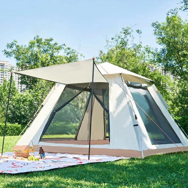 Zelte und Unterkünfte Sofortzelt Doppelschichtfamilie mit Netzfenster tragbarer Ein-Touch-wasserdichtem Faltbar für Outdoor Camping