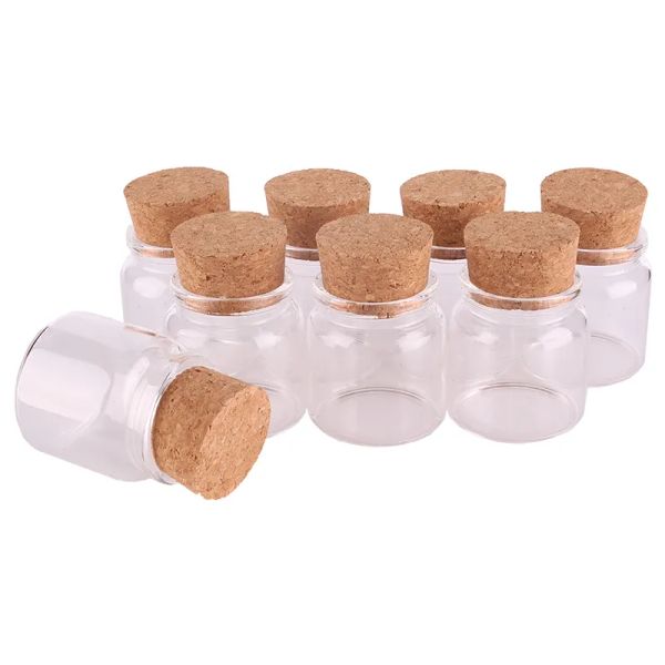 24pcs 47*50*33mm 50ml Mini Glass Wishing Garrafas de frascos minúsculos frascos com rolhas de cortiça ll