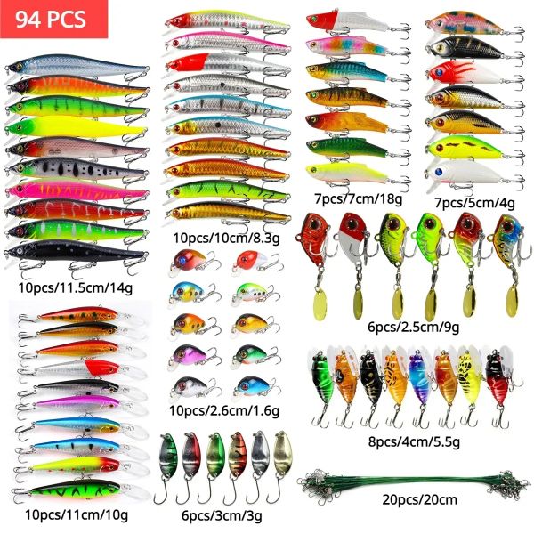 Accessoires Mix Fishing Lure Tackle Set Minnow Hard Bait Wobblers Künstliche bionische Kurbelköder Bleistift Köder Kit Kit