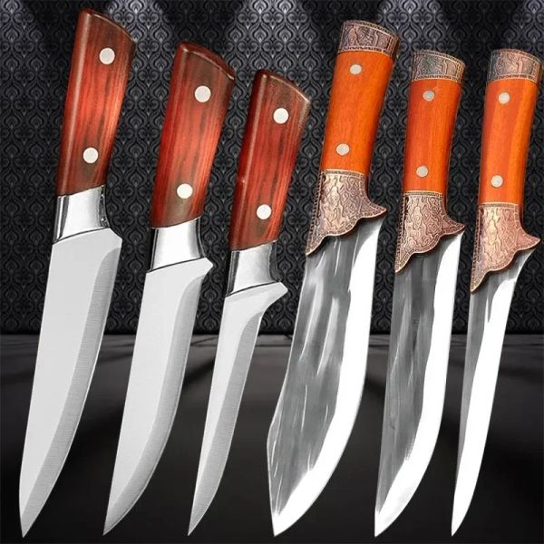 Acessórios Facas de cozinha BBQ Camping Outdoor Tool Tool Forged Foning Knifes Pishing Knife Knife Stainless Aceled Batcher Knife