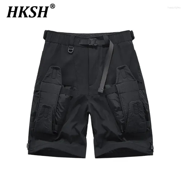 Мужские шорты HKSH Tactical Safari Style Patchwork Tide Dark Summer Loose Multi Pockets Quick Dricking Wise нога Capris HK1066