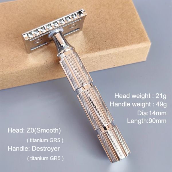 Blades DScoSmetic Z0 Titanium Safety Razor CNC Made Gr5 Titanium