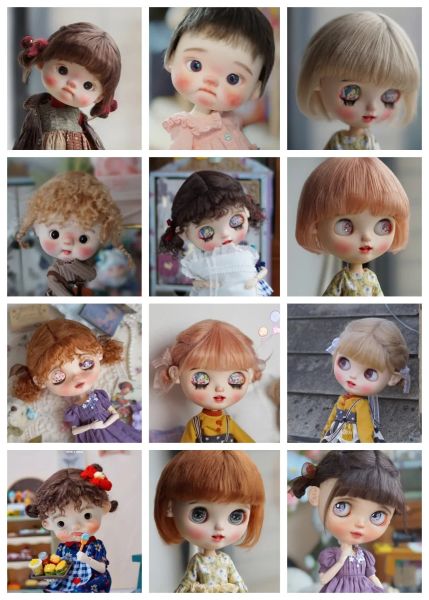 Dolls Qbaby Blythe Amydoll BJD Acessórios de bonecas perucas de madeir