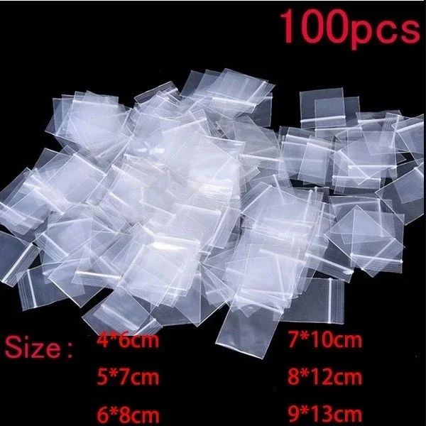 Taschen 100pcs Mini Plastikverpackungsbeutel kleiner Plastik -Reißverschlussbeutel Schneizungsbeutel Schmuck/Lebensmittel Aufbewahrungsbeutel Küche Packung Tasche