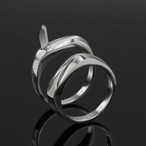 Selbstdesigner Stahl Verteidigungsring persönlicher Schmuck Männer -Frauen Notfall Wolf Brass S hygt2691