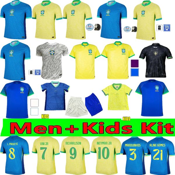 Brasil Richarlison Qualidade Anti lacuna Jerseys de futebol vini paqueta Antony 24 25 Kits de camisa da seleção mundial Jesus Casemiro Brasil