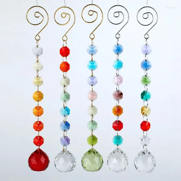 Estatuetas decorativas K9 Sun Catcher 30mm de vidro de cristal claro prisma de vidro arco -íris Octagon Beads