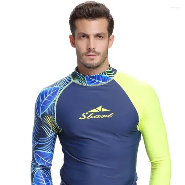 Menas de banho feminina Terno de manga comprida Nada Floatsuit Tops Men Rash Guard Surfing Suits Diving Swimma