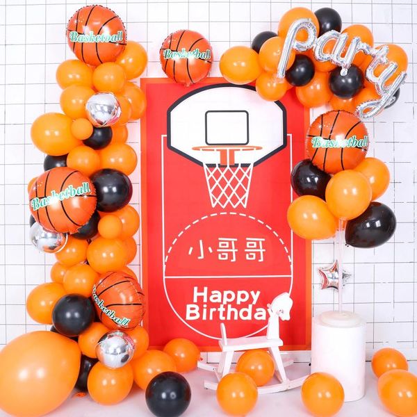 Party -Dekoration nichts als Netzbasketball -Thema Ballon Arch Kit Orange und Schwarz Folie Latex Boy Birthday Decor