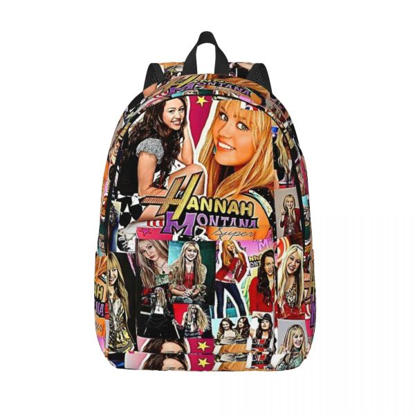 Сумки Hannah Montana Collage Backpack Средняя школа школы среднего колледжа Книгбаг подростков подростки дневной пакет