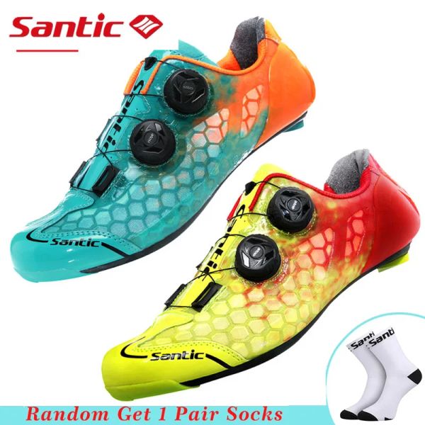 Обувь Santic Men's Cycling Shoes Carbon Fiber Sole Pro MTB Road Bike Bicycle Shoes Selflocking Conteaker для человека сверхлегкого матча.