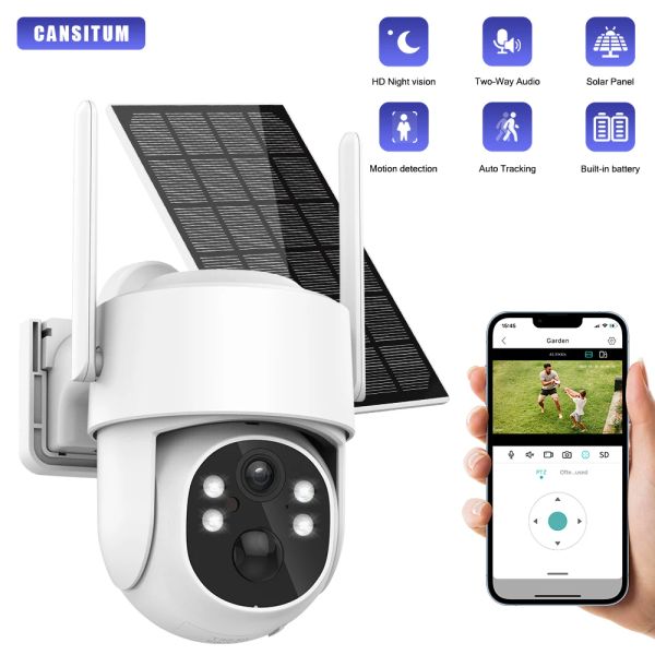 Telecamere Solar 4MP 4X Digital Zoom Sorveglianza IP Camera di rilevamento umano Audio WiFi Accesso remoto Accesso impermeabile AI Rilevazione