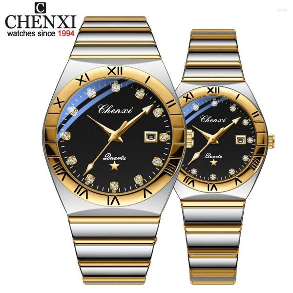 Armbanduhr Chenxi Luxus Quarz Paar Watch for Men Women Calender Dial Casual Uhren Uhr Edelstahl Original