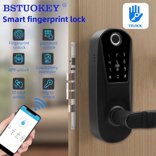 Управление мобильным приложением Ttlock Smart Direting Finger -Отпечатки Биометрии Код пароля Deadbolt Автоматическая защелка Bluetooth Bluetooth