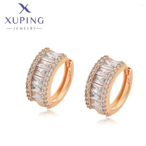 Hoop Ohrringe Xuping Jewelry Fashion Einfache Form Goldfarbe Elegante Reifen für Frauen Mädchen Weihnachten Bankett Wunsch Geschenke x000780813