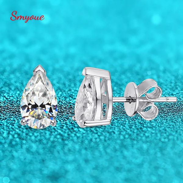 Orecchini Smyoue Rhodium placcati 1ct d/g colore color taglio a pera tallone di moissanite per le donne gioielli di matrimonio classici 100% s925 sterling argento