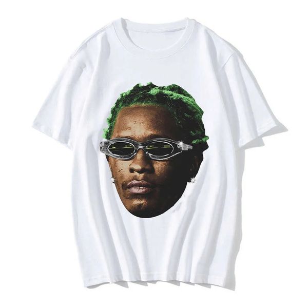 Rapper de camiseta masculina Young Thug Pattern Men Mulheres Moda Hip Hop Street Sleeve Summer Summer Sports Casual Sports Short Manga curta