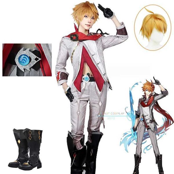 Аниме костюмы Tartaglia Game Cosplay Genshinimpact Tartaglia Cosplay Come For Carnival Suits Party Come Wig Shoes Full Set Game Cos Y240422