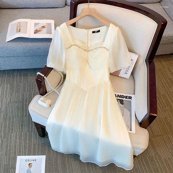 Artı boyutu elbiseler 150kg kadın büst 148 Yaz Küçük Koku Mizaç Yüksek Belli Elbise Beyaz 5xl 6xl 7xl 8xl 9xl