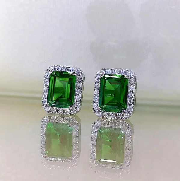 Brincos de garanhão 2024 S925 Silver Ear decoração vintage CURTIDADO EMERALD CUTO 6 8 VERSATILE MULHERES VERSÁTILS