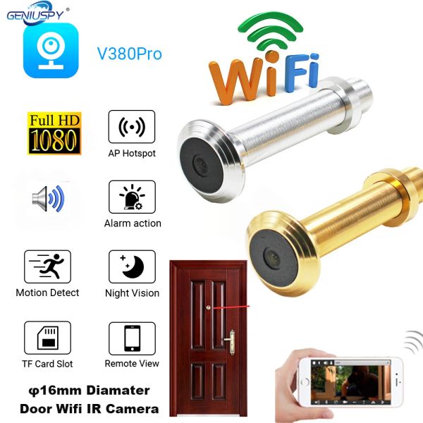 Telecamere V380 Pro Gold Sliver 1080p 2 MP TF Build IR Audio Porta Audio Eye Wide Angle IP Mini PEEPHOLE WIFI Camera da porta wireless P2P