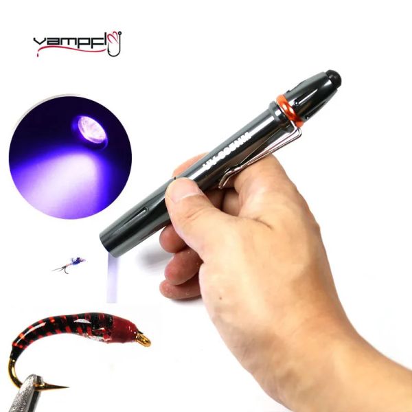 Accessoires Vampfly 1pcs Fischereifliegerbindwerkzeug UV Kleber Heilung Ultra violett Lichtschwanzer Nymphe UV Kleber Härtung Lampe Torch