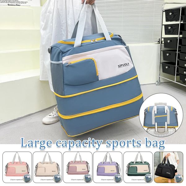 Taschen große Kapazität Reisetasche Sport Yoga Bag Zusammenklappbarer Trolley Hülle Leicht wasserdichte tragbare Schulter -Frau Mode