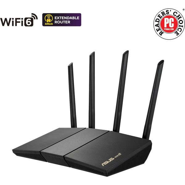 Маршрутизаторы asus wifi 6 маршрутизатор Rtax57 Dual -Band Wi -Fi Router Game и потоковой передачей, совместимая с Aimesh, включая безопасность на всю жизнь в Интернете