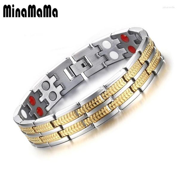 Bracelets de link Cadeia de aço inoxidável Pulseira magnética de germânio para mulheres jóias masculinas de saúde da mulher