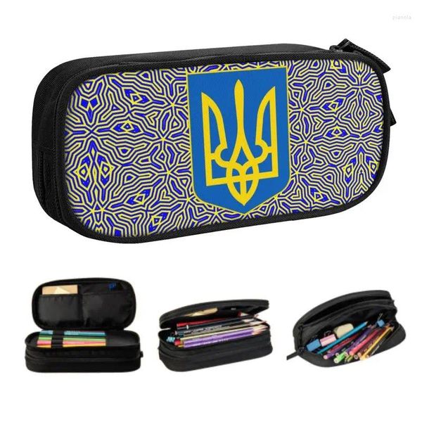 Bolsas de cosméticos Casos de lápis de bandeira da Ucrânia