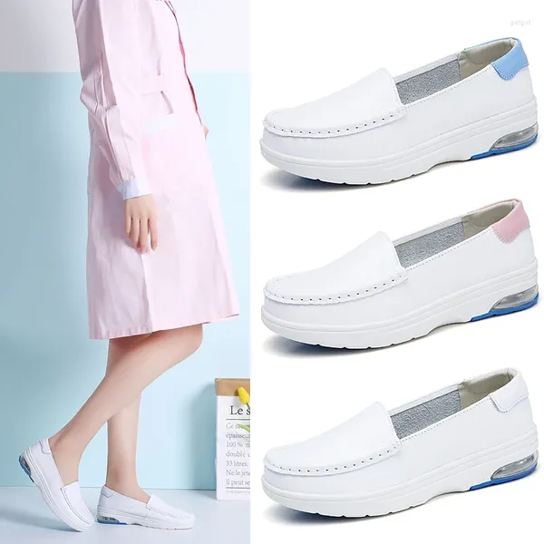 Scarpe eleganti Summer White Slip da donna su ragazze in pelle autentica lavoro leggero lavoro femminile soft Nursing