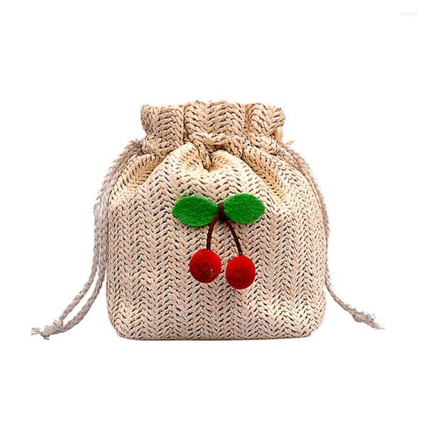 Bolsas de ombro Mulheres Bolsa de palha de palha de cerejeira de cerejeira Crossbody Versátil Crochet Satchel Girls Outdoor diariamente