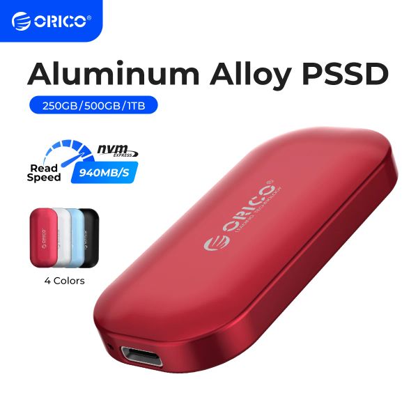 GUIDA ORICO Mini SSD portatile 1TB/500 GB/250 GB Drive a stato solido esterno USB 3.1 Gen2 Tipo C 10gbps M.2 NVME SSD Alluminio Case in lega di alluminio