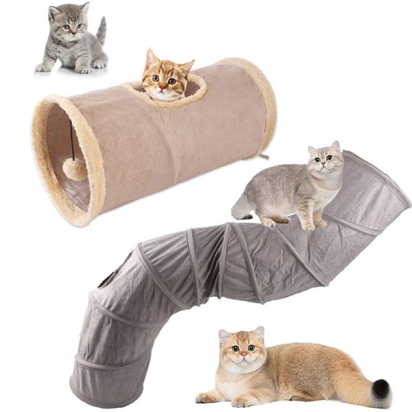 Brinquedos de brinquedos dobráveis Tunnel Tunnel Toys Cat Kitty Treinamento de animais de estimação Túnel de brinquedo divertido interativo Bordido para o túnel de brincar de coelho de filhote de cachorro