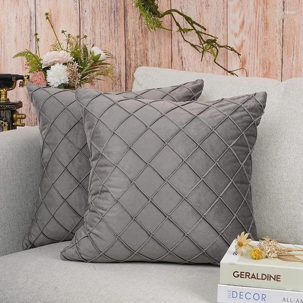 Pillow inyahome Conjunto de 2 30x50cm 45x45cm 50x50cm Tampas de veludo decorativas travesseiros quadrados de casos de diamante sólido macio