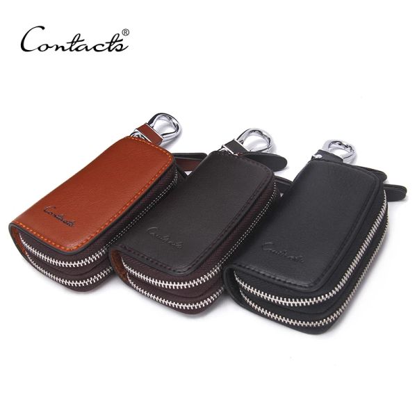 Classic Classic Classic Classic Double zip masculino de vaca genuína Chave de couro Chave Multifunction Housekeeper High Class Motor Key Case