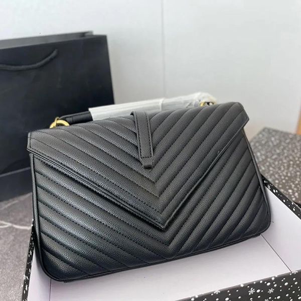 10a colegial acolchoado bolsa de carteira Michael Kadar FLAP CRESSBIOL BACA DE ombro de couro genuíno Hardware de ouro de ouro sólido bolsa de bolsa pequena carteira 31cm