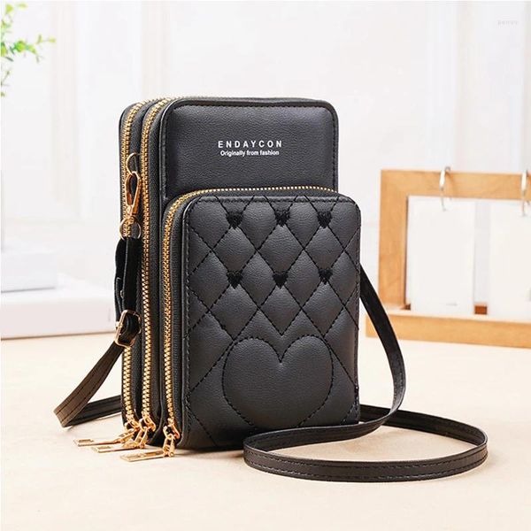 Bolsas de ombro Moda de três camadas Bolsa de celular zíper