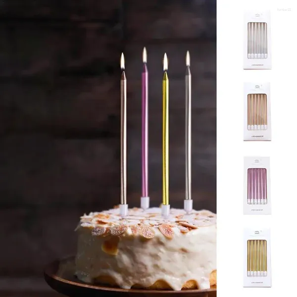 Вечеринка 6 шт. День рождения торт свечи красочные стройные коробки украшения на золотоиропленных романтической свадьбе