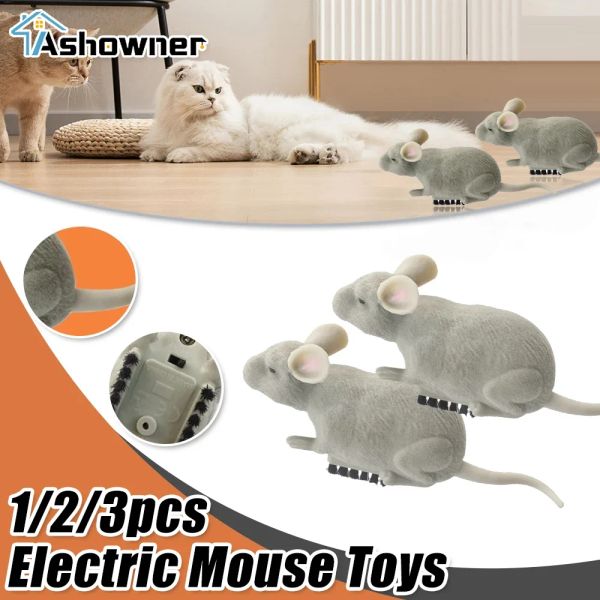 Toys Electric Mouse Toys Cat Play Automatic Escape Roboter Vibration Crawling Battery Operated Plush Mouse Pet Interaction -Interaktion Spielzeug