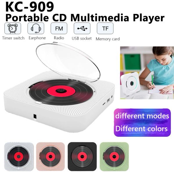 Jogador CD Player portátil Music Player BluetoothCompatible 5.1 3,5mm Music Player FM Radio Stéreo Speaker Player com suporte