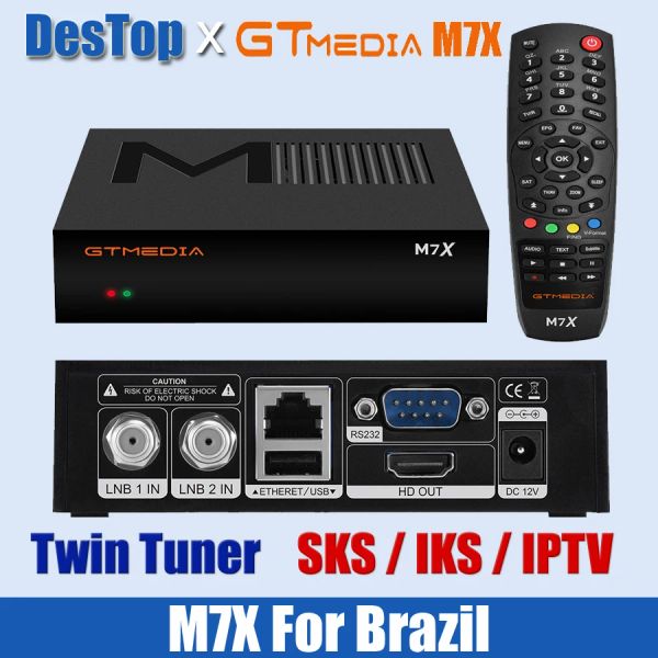 Receptores SKS/IKS Receptor GTMedia M7X DVBS2 1080P HD Receptor Satellive Twin Tuner HEVC Principal Principal Perfil Construído em 2,4g Decodificador WiFi STB