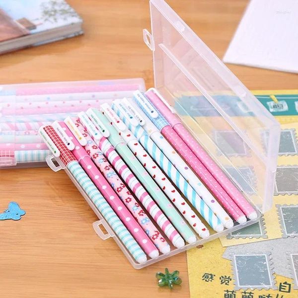 10pcs/caixa colorida canetas de gel de tinta Floral Cartoon 0,38mm neutro para estudantes Kawaii Stationery School Office Writing Supplies