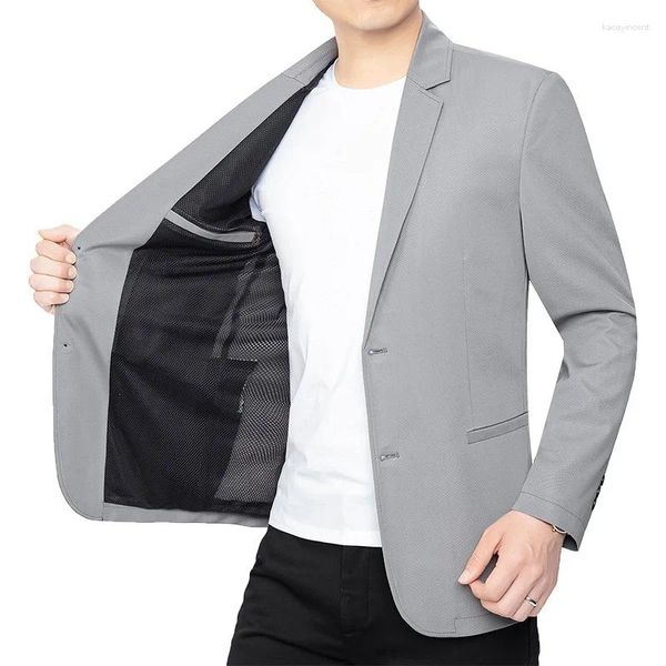 Abiti da uomo estivi da uomo maglia sottili giacche blazer sottili solidi affari casual moda moda maschio abiti di asciugatura rapida 4xl