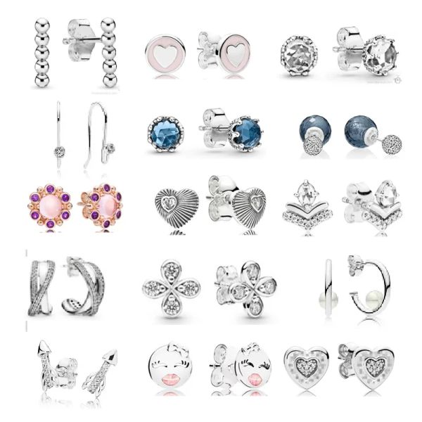 Orecchini Orecchini di gioielli di lusso per donne 2022 925 orecchini per ragazze in argento sterling sorriso fiore freccia amore cuore forma a forma di nuovo