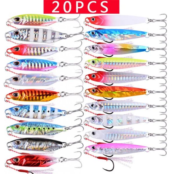 Accessoires 20pcs Qualität Metallguss -Jig Löffel Set 20g 30g 40g 60g Ufer Guss Jigging Fischsee Bass Fischerei Künstliche Köder Tackle Tackle