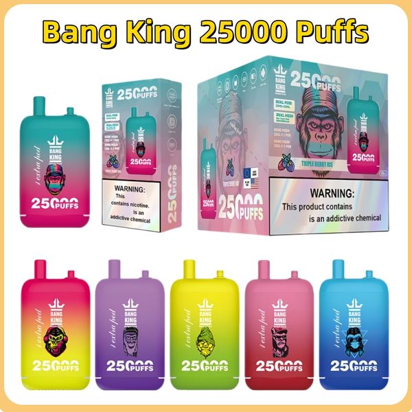 Original Bang King 25000 VAPE PILI VAPE VAPER SUBILIO SCOLA E-ZIGARETEN 46 ml Dual Pod bobina da 0,8 ohm Mesh 0 % 2 % 3 % 5 % 650 MAH MIGLIO