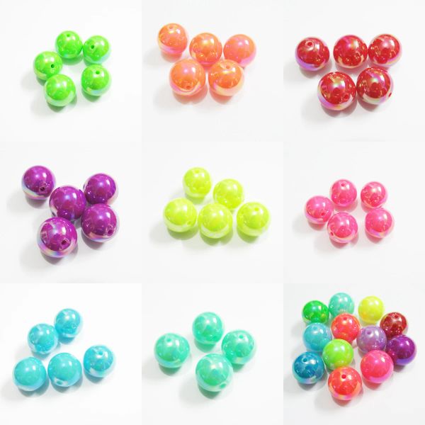 Perlen Großhandel neueste 12 mm 500pcs/Bag, 20 mm 100pcs/Bag Neon Farb AB Feste Acrylperlen für klobige Schmuck